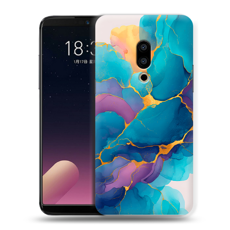 Силиконовый чехол на Meizu 15 Plus с принтом Мрамор блестки Силиконовый чехол на Meizu 15 Plus с принтом Мрамор блестки