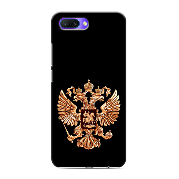 Силиконовый противоударный чехол на Huawei Honor 10 с принтом Герб России золотой Силиконовый противоударный чехол на Huawei Honor 10 с принтом Герб России золотой