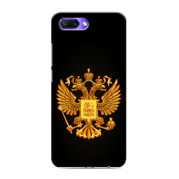 Силиконовый противоударный чехол на Huawei Honor 10 с принтом Герб России желтый Силиконовый противоударный чехол на Huawei Honor 10 с принтом Герб России желтый