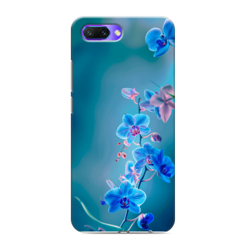 Силиконовый противоударный чехол на Huawei Honor 10 с принтом Голубые цветы Силиконовый противоударный чехол на Huawei Honor 10 с принтом Голубые цветы