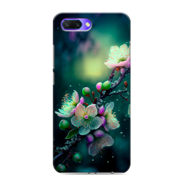 Силиконовый противоударный чехол на Huawei Honor 10 с принтом Цветы и мрамор Силиконовый противоударный чехол на Huawei Honor 10 с принтом Цветы и мрамор
