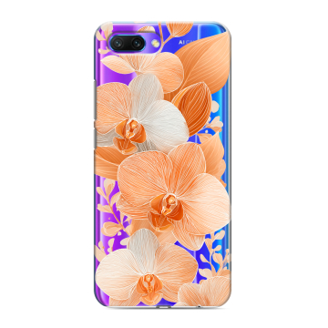 Силиконовый противоударный чехол на Huawei Honor 10 с принтом Бежевые цветы