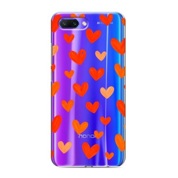 Силиконовый противоударный чехол на Huawei Honor 10 с принтом Сердечки