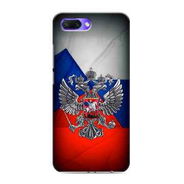 Силиконовый противоударный чехол на Huawei Honor 10 с принтом Флаг России Силиконовый противоударный чехол на Huawei Honor 10 с принтом Флаг России