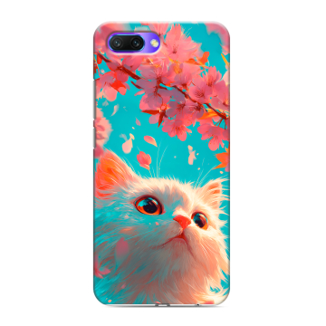 Силиконовый противоударный чехол на Huawei Honor 10 с принтом Красивый кот