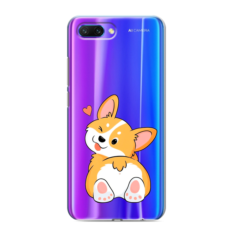 Силиконовый противоударный чехол на Huawei Honor 10 с принтом Корги Силиконовый противоударный чехол на Huawei Honor 10 с принтом Корги