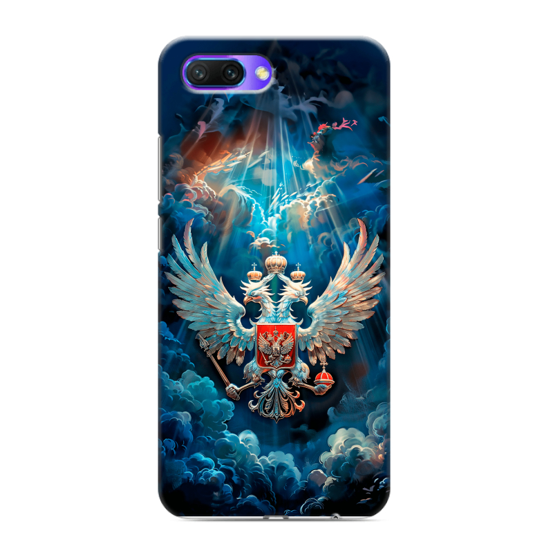 Силиконовый противоударный чехол на Huawei Honor 10 с принтом Герб флаг России Силиконовый противоударный чехол на Huawei Honor 10 с принтом Герб флаг России