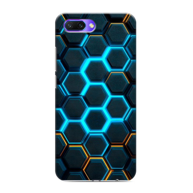 Силиконовый противоударный чехол на Huawei Honor 10 с принтом Неоновые соты Силиконовый противоударный чехол на Huawei Honor 10 с принтом Неоновые соты