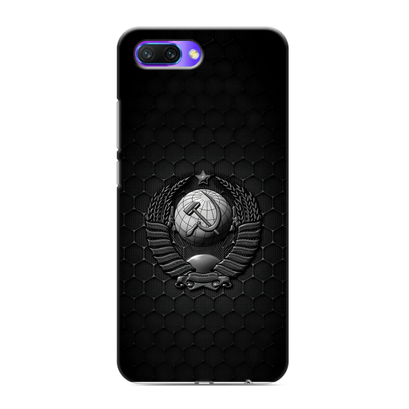 Силиконовый противоударный чехол на Huawei Honor 10 с принтом Герб Флаг СССР Силиконовый противоударный чехол на Huawei Honor 10 с принтом Герб Флаг СССР