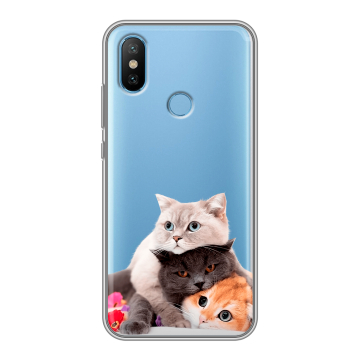 Силиконовый чехол на Xiaomi Mi6X с принтом Кошки
