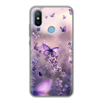 Силиконовый чехол на Xiaomi Mi6X с принтом бабочки и лаванда Силиконовый чехол на Xiaomi Mi6X с принтом бабочки и лаванда