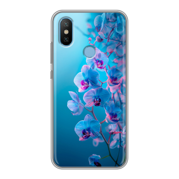 Силиконовый чехол на Xiaomi Mi6X с принтом голубые орхидеи Силиконовый чехол на Xiaomi Mi6X с принтом голубые орхидеи