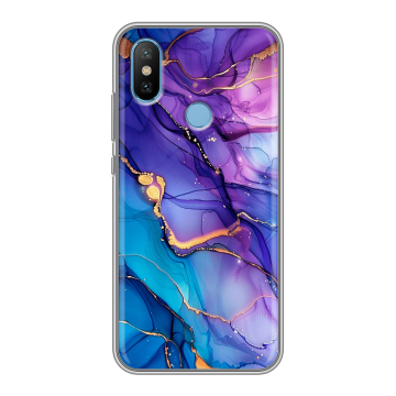 Силиконовый чехол на Xiaomi Mi6X с принтом синий мрамор Силиконовый чехол на Xiaomi Mi6X с принтом синий мрамор