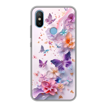 Силиконовый чехол на Xiaomi Mi6X с принтом цветы бабочки