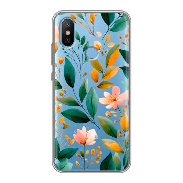 Силиконовый чехол на Xiaomi Mi6X с принтом Цветы паттерн Силиконовый чехол на Xiaomi Mi6X с принтом Цветы паттерн