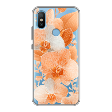 Силиконовый чехол на Xiaomi Mi6X с принтом Бежевые цветы Силиконовый чехол на Xiaomi Mi6X с принтом Бежевые цветы