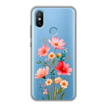 Силиконовый чехол на Xiaomi Mi6X с принтом Цветы Силиконовый чехол на Xiaomi Mi6X с принтом Цветы