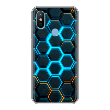Силиконовый чехол на Xiaomi Mi6X с принтом Неоновые соты Силиконовый чехол на Xiaomi Mi6X с принтом Неоновые соты