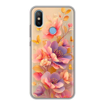 Силиконовый чехол на Xiaomi Mi6X с принтом Цветы и бабочки Силиконовый чехол на Xiaomi Mi6X с принтом Цветы и бабочки