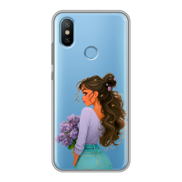 Силиконовый чехол на Xiaomi Mi6X с принтом девушка цветы Силиконовый чехол на Xiaomi Mi6X с принтом девушка цветы