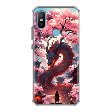 Силиконовый чехол на Xiaomi Mi6X с принтом Дракон Японский Силиконовый чехол на Xiaomi Mi6X с принтом Дракон Японский