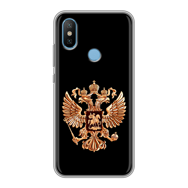 Силиконовый чехол на Xiaomi Mi6X с принтом Герб России золотой Силиконовый чехол на Xiaomi Mi6X с принтом Герб России золотой