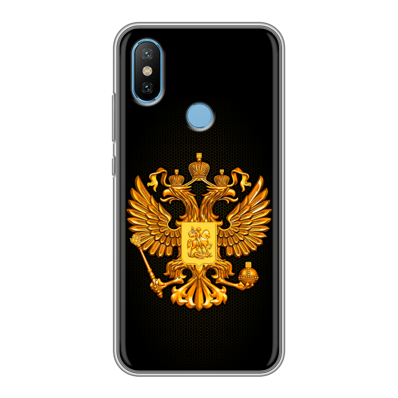 Силиконовый чехол на Xiaomi Mi6X с принтом Герб России желтый Силиконовый чехол на Xiaomi Mi6X с принтом Герб России желтый
