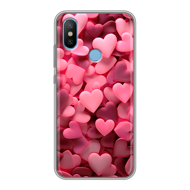 Силиконовый чехол на Xiaomi Mi6X с принтом розовые сердечки Силиконовый чехол на Xiaomi Mi6X с принтом розовые сердечки