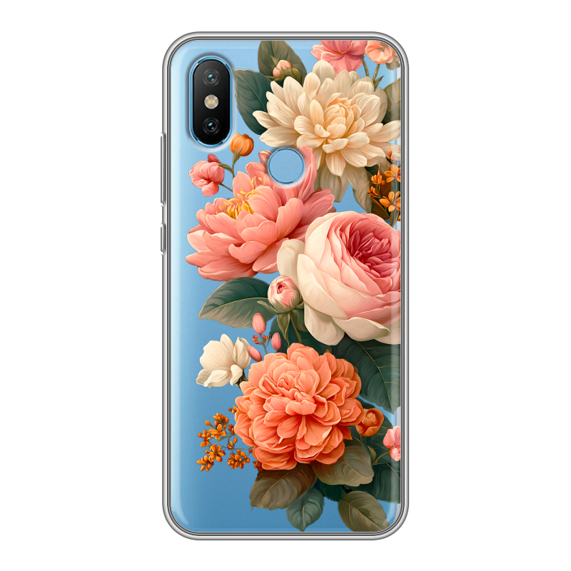 Силиконовый чехол на Xiaomi Mi6X с принтом цветы Силиконовый чехол на Xiaomi Mi6X с принтом цветы