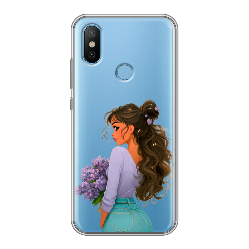 Силиконовый чехол на Xiaomi Mi6X с принтом девушка цветы Силиконовый чехол на Xiaomi Mi6X с принтом девушка цветы