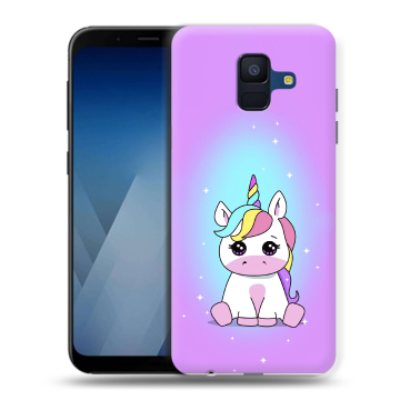 Силиконовый противоударный чехол на Samsung Galaxy A6 с принтом Единорог Силиконовый противоударный чехол на Samsung Galaxy A6 с принтом Единорог