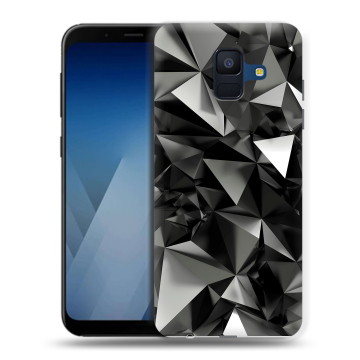 Силиконовый противоударный чехол на Samsung Galaxy A6 с принтом Черные кристаллы Силиконовый противоударный чехол на Samsung Galaxy A6 с принтом Черные кристаллы