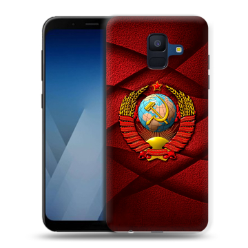 Силиконовый противоударный чехол на Samsung Galaxy A6 с принтом Герб СССР Силиконовый противоударный чехол на Samsung Galaxy A6 с принтом Герб СССР