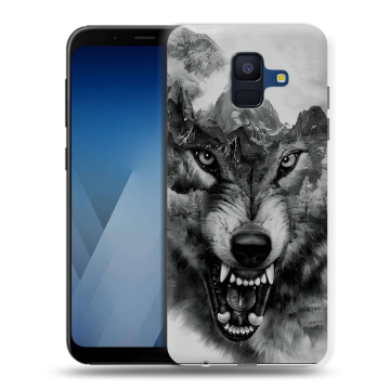 Силиконовый противоударный чехол на Samsung Galaxy A6 с принтом Волк Силиконовый противоударный чехол на Samsung Galaxy A6 с принтом Волк