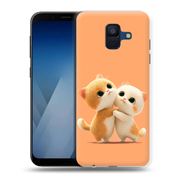 Силиконовый противоударный чехол на Samsung Galaxy A6 с принтом Милые котики Силиконовый противоударный чехол на Samsung Galaxy A6 с принтом Милые котики