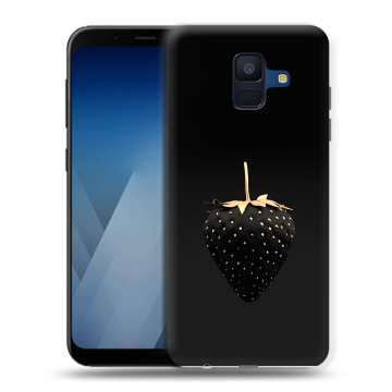 Силиконовый противоударный чехол на Samsung Galaxy A6 с принтом Черная клубника Силиконовый противоударный чехол на Samsung Galaxy A6 с принтом Черная клубника