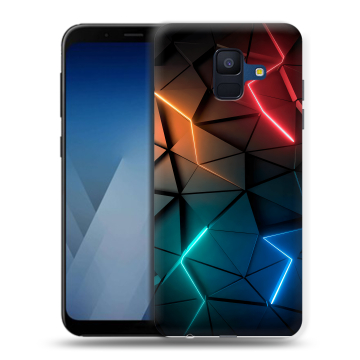 Силиконовый противоударный чехол на Samsung Galaxy A6 с принтом Абстракция неон Силиконовый противоударный чехол на Samsung Galaxy A6 с принтом Абстракция неон