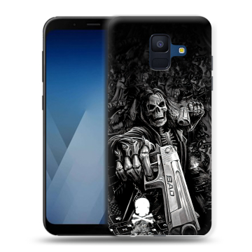 Силиконовый противоударный чехол на Samsung Galaxy A6 с принтом Скелет Силиконовый противоударный чехол на Samsung Galaxy A6 с принтом Скелет