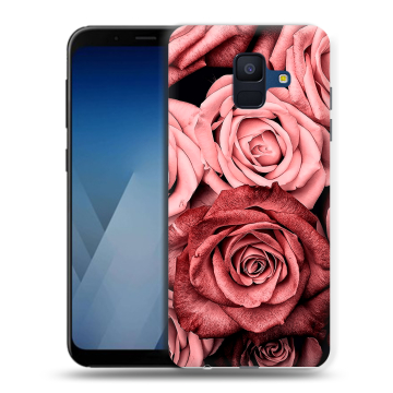 Силиконовый противоударный чехол на Samsung Galaxy A6 с принтом Цветы розы Силиконовый противоударный чехол на Samsung Galaxy A6 с принтом Цветы розы