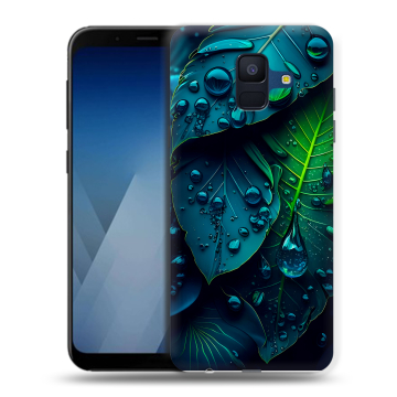 Силиконовый противоударный чехол на Samsung Galaxy A6 с принтом Листья Силиконовый противоударный чехол на Samsung Galaxy A6 с принтом Листья
