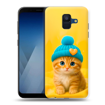 Силиконовый противоударный чехол на Samsung Galaxy A6 с принтом Котенок в шапке
