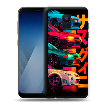 Силиконовый противоударный чехол на Samsung Galaxy A6 с принтом Гоночные машины