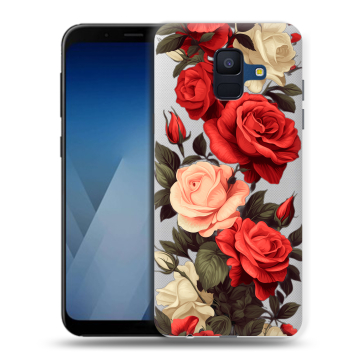Силиконовый противоударный чехол на Samsung Galaxy A6 с принтом Розы Силиконовый противоударный чехол на Samsung Galaxy A6 с принтом Розы