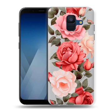 Силиконовый противоударный чехол на Samsung Galaxy A6 с принтом Розы