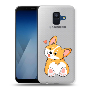 Силиконовый противоударный чехол на Samsung Galaxy A6 с принтом Корги Силиконовый противоударный чехол на Samsung Galaxy A6 с принтом Корги