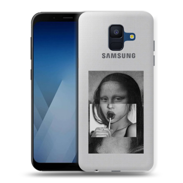 Силиконовый противоударный чехол на Samsung Galaxy A6 с принтом Мона Лиза Силиконовый противоударный чехол на Samsung Galaxy A6 с принтом Мона Лиза