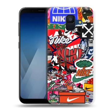 Силиконовый противоударный чехол на Samsung Galaxy A6 с принтом Найк Nike яркий Силиконовый противоударный чехол на Samsung Galaxy A6 с принтом Найк Nike яркий