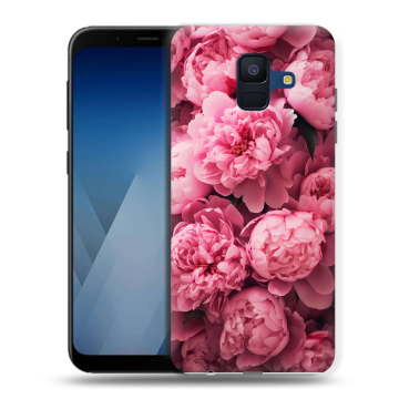 Силиконовый противоударный чехол на Samsung Galaxy A6 с принтом цветы пионы Силиконовый противоударный чехол на Samsung Galaxy A6 с принтом цветы пионы