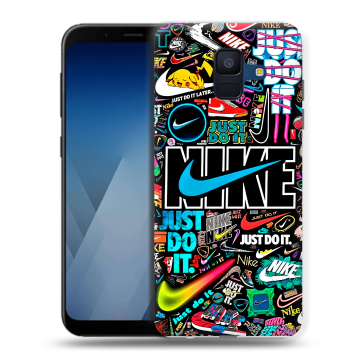 Силиконовый противоударный чехол на Samsung Galaxy A6 с принтом найк nike черный