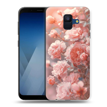 Силиконовый противоударный чехол на Samsung Galaxy A6 с принтом Розовые розы Силиконовый противоударный чехол на Samsung Galaxy A6 с принтом Розовые розы
